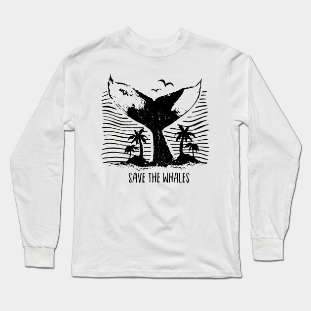 Save The Whales Long Sleeve T-Shirt by piggiespearlswork